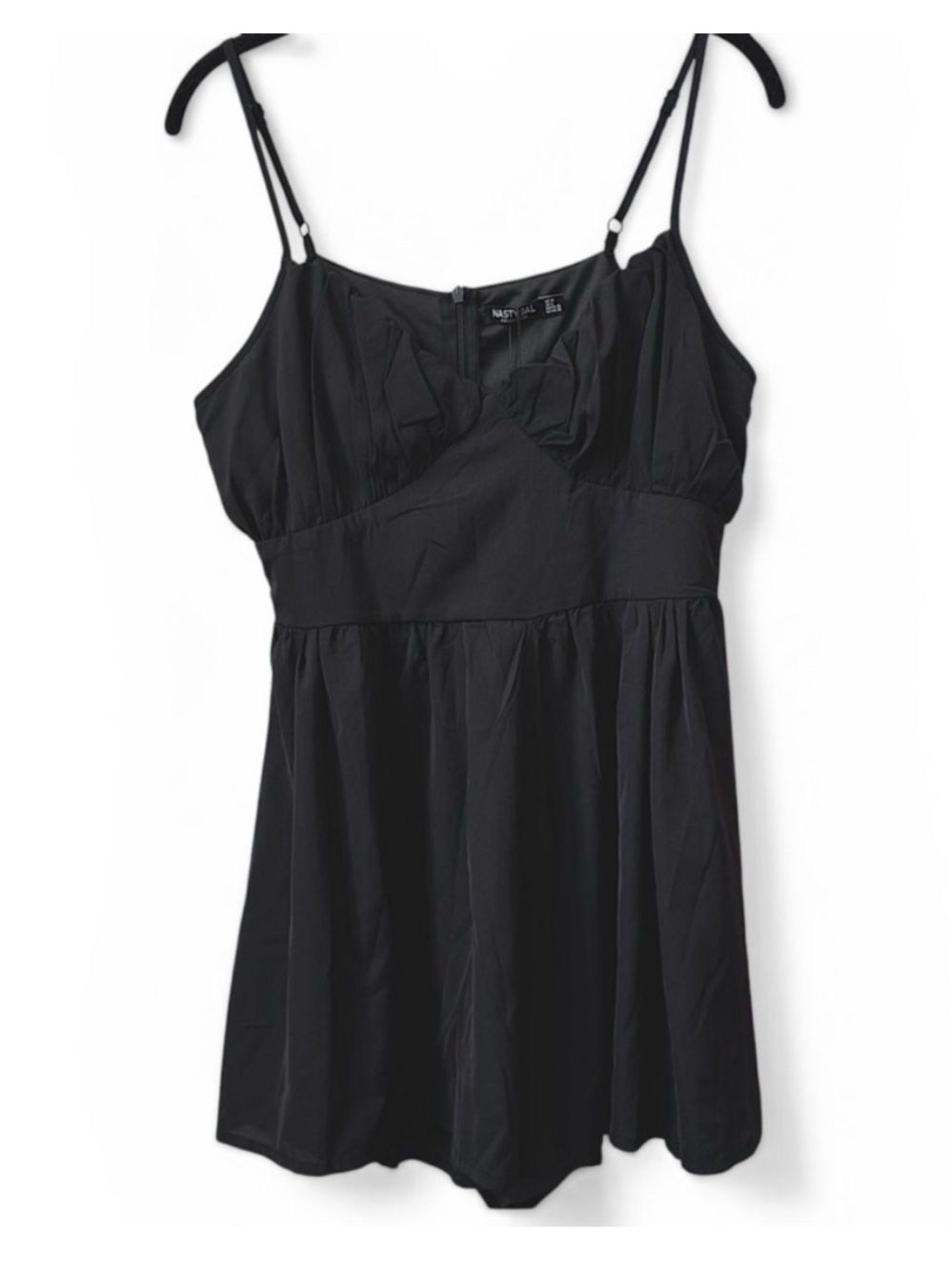 Nasty Gal Black Romper Ruffle Bust Size 8 NWT Playsuit